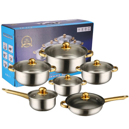 Stainless Steel 12-Piece Stock Pot Set - Wholesale Kitchen Cookware - ZOOMNSTORE