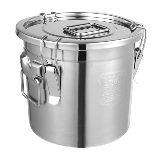 Stainless Steel Cereal Container - 12L Airtight Rice and Oil Storage Bucket - ZOOMNSTORE