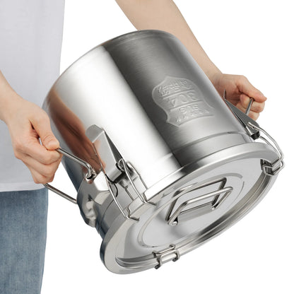 Stainless Steel Cereal Container - 12L Airtight Rice and Oil Storage Bucket - ZOOMNSTORE