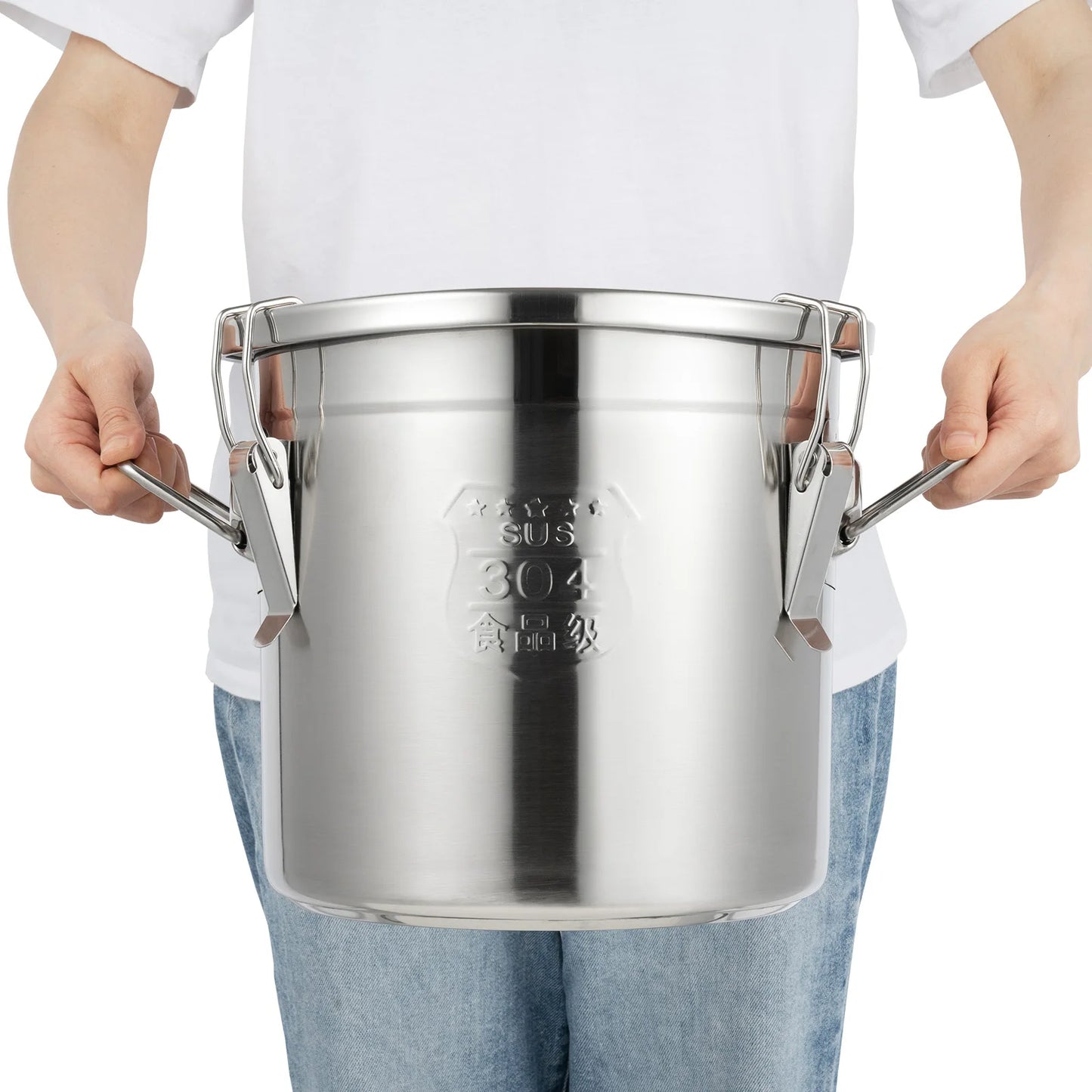 Stainless Steel Cereal Container - 12L Airtight Rice and Oil Storage Bucket - ZOOMNSTORE