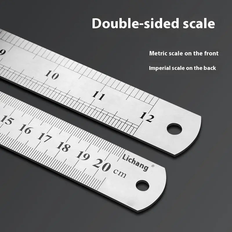 1Pcs 15/20/30/40/50/60100cm Stainless Steel Metal Straight Ruler For Home School Precision Measuring Tool Drawing Tool Supplies - ZOOMNSTORE