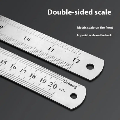 1Pcs 15/20/30/40/50/60100cm Stainless Steel Metal Straight Ruler For Home School Precision Measuring Tool Drawing Tool Supplies - ZOOMNSTORE