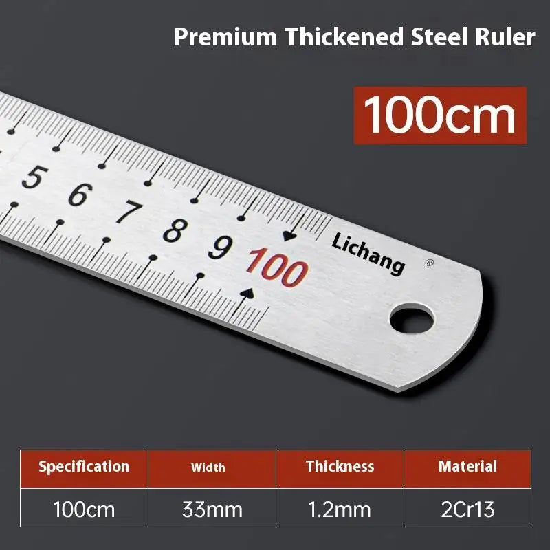 1Pcs 15/20/30/40/50/60100cm Stainless Steel Metal Straight Ruler For Home School Precision Measuring Tool Drawing Tool Supplies - ZOOMNSTORE