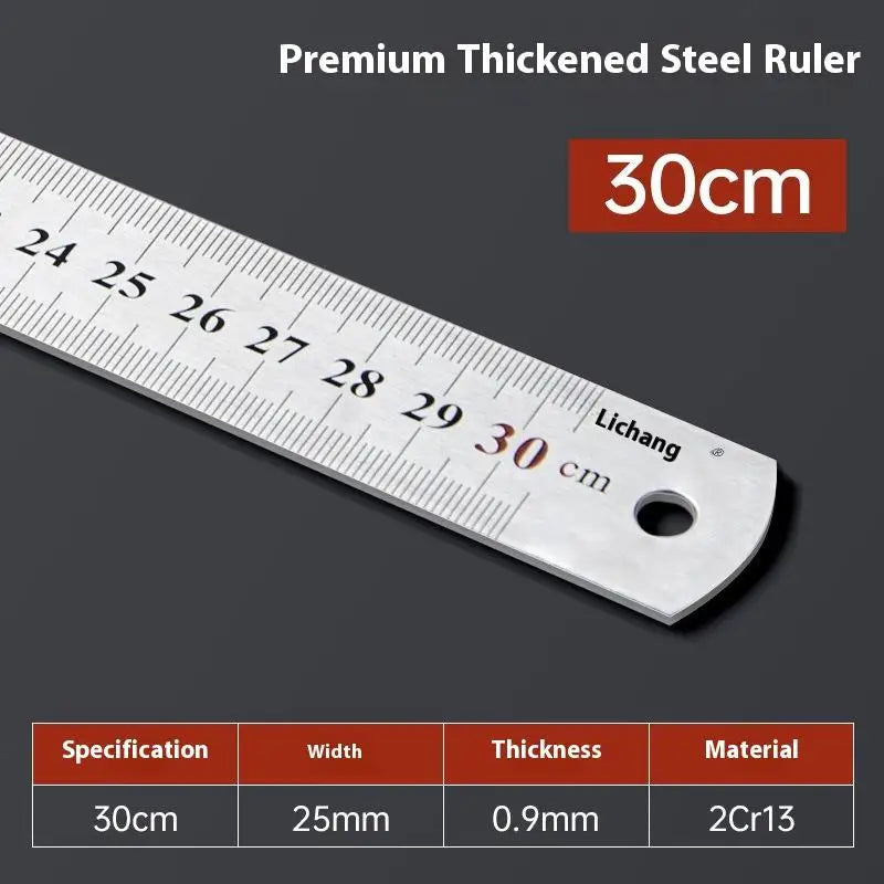 1Pcs 15/20/30/40/50/60100cm Stainless Steel Metal Straight Ruler For Home School Precision Measuring Tool Drawing Tool Supplies - ZOOMNSTORE