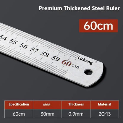 1Pcs 15/20/30/40/50/60100cm Stainless Steel Metal Straight Ruler For Home School Precision Measuring Tool Drawing Tool Supplies - ZOOMNSTORE