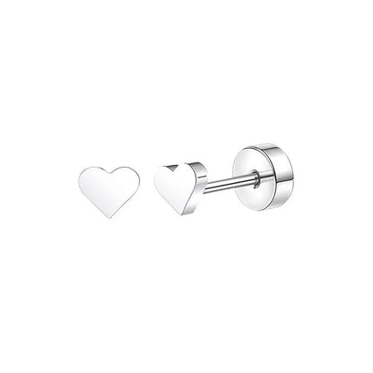Stainless Steel Stud Earrings – Heart Moon Cartilage Ball Studs for Women’s Body Piercing - ZOOMNSTORE