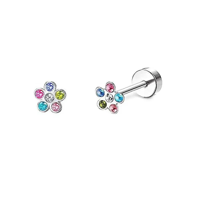 Stainless Steel Stud Earrings – Heart Moon Cartilage Ball Studs for Women’s Body Piercing - ZOOMNSTORE