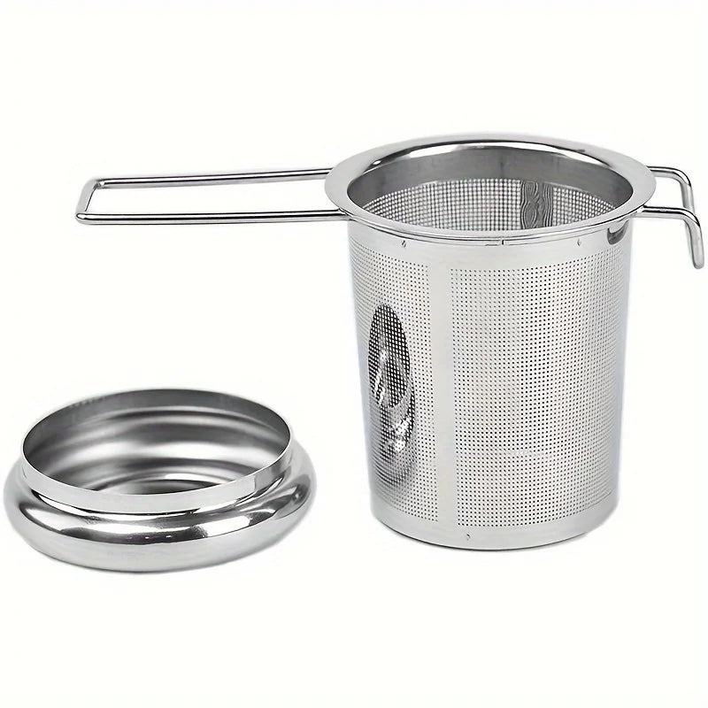Stainless Steel Tea Filter - Premium Folding Handle Infuser with Lid, Anti-Scald - ZOOMNSTORE