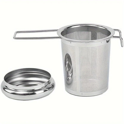 Stainless Steel Tea Filter - Premium Folding Handle Infuser with Lid, Anti-Scald - ZOOMNSTORE