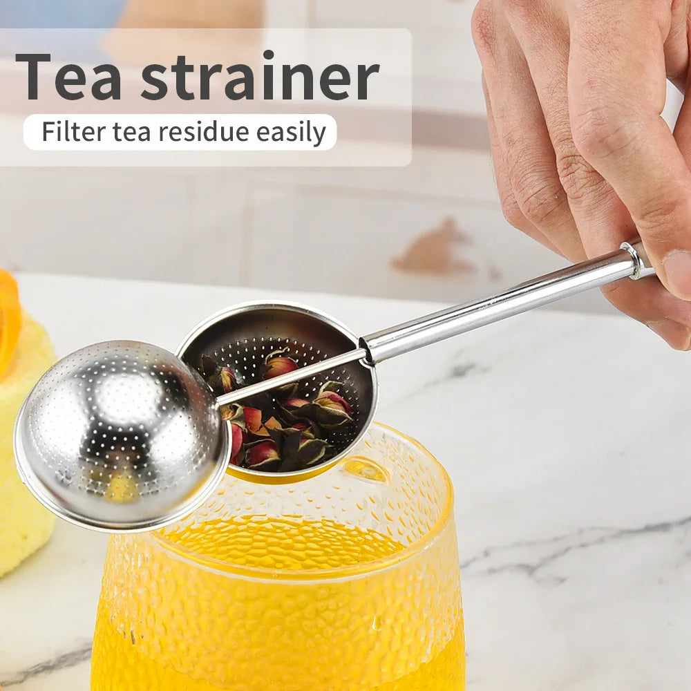 Stainless Steel Tea Infuser - Mesh Tea Strainer With Long Handle, Reusable Filter - ZOOMNSTORE