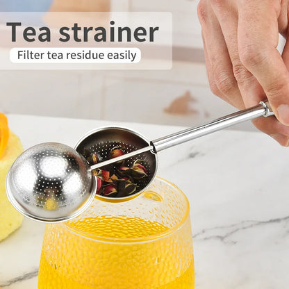 Stainless Steel Tea Infuser - Mesh Tea Strainer With Long Handle, Reusable Filter - ZOOMNSTORE