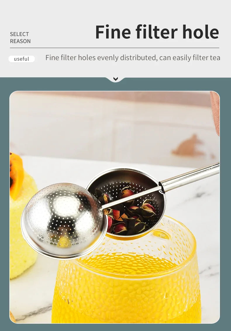 Stainless Steel Tea Infuser - Mesh Tea Strainer With Long Handle, Reusable Filter - ZOOMNSTORE