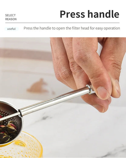 Stainless Steel Tea Infuser - Mesh Tea Strainer With Long Handle, Reusable Filter - ZOOMNSTORE