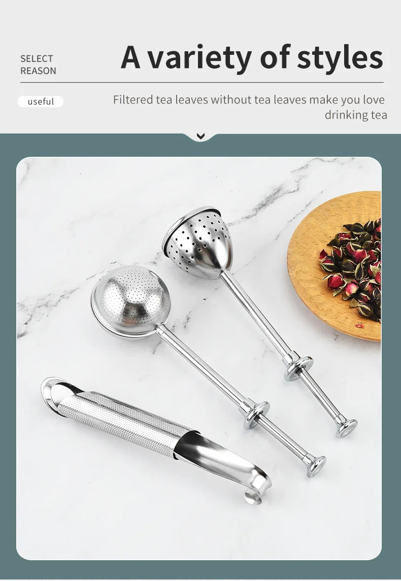 Stainless Steel Tea Infuser - Mesh Tea Strainer With Long Handle, Reusable Filter - ZOOMNSTORE