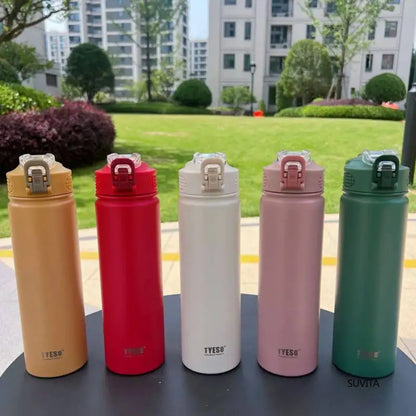 Stainless Steel Thermos - Vacuum Flask 600ML/750ML Leak-Proof Thermal Water Bottle - ZOOMNSTORE