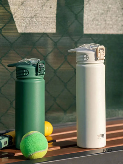 Stainless Steel Thermos - Vacuum Flask 600ML/750ML Leak-Proof Thermal Water Bottle - ZOOMNSTORE