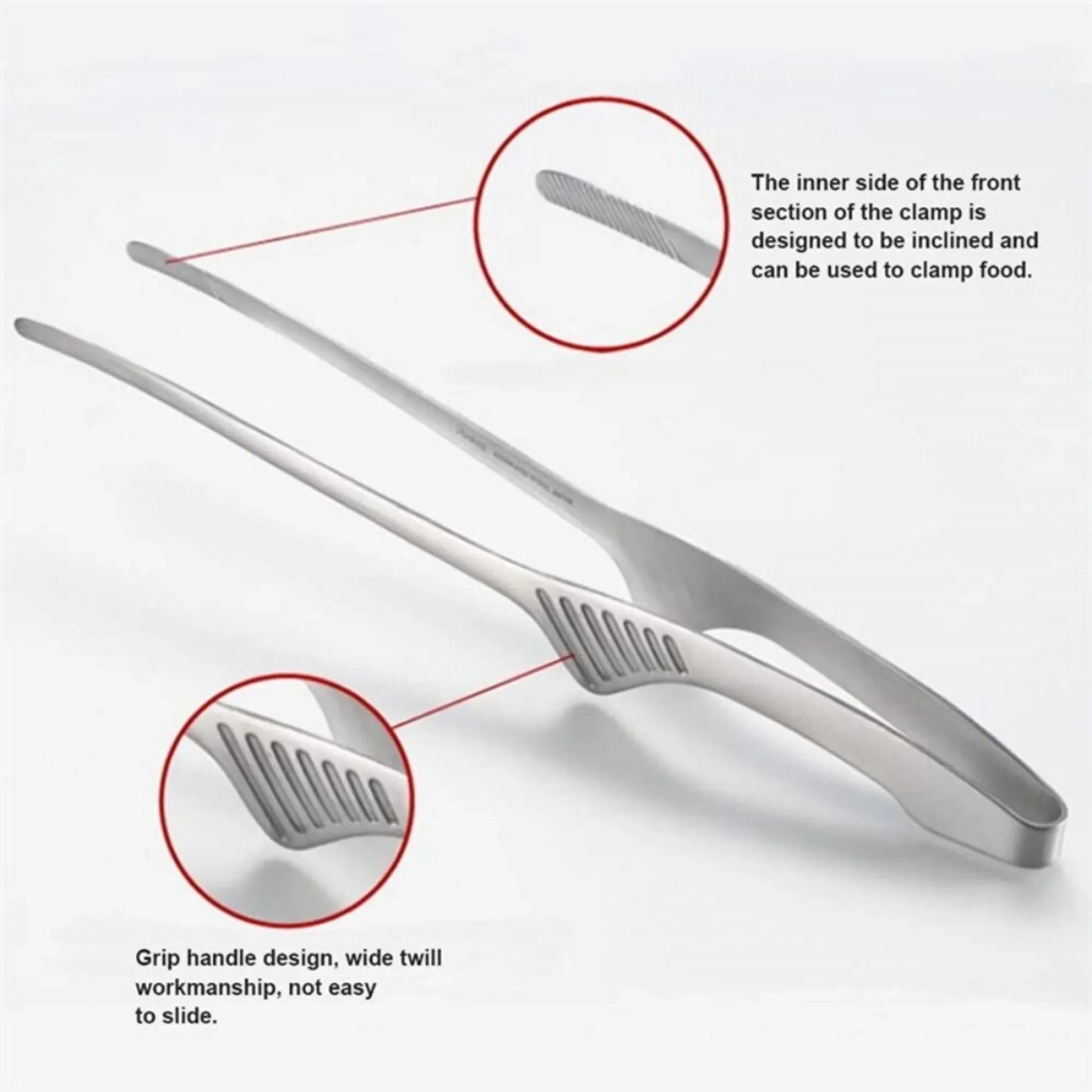 Stainless Steel Tongs - Long Handle BBQ Food Tongs | Non Slip Kitchen Cooking Tools - ZOOMNSTORE