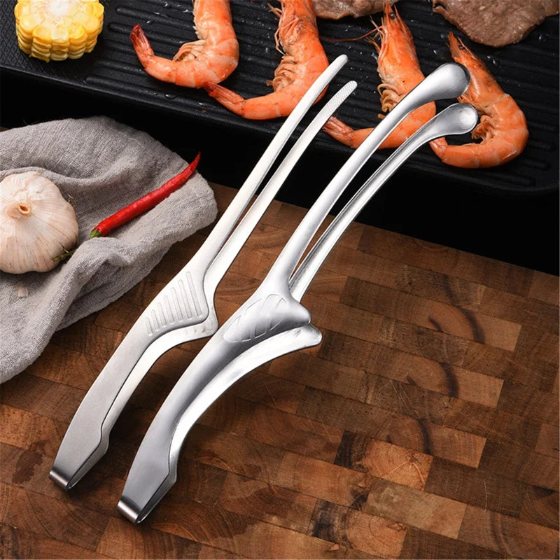 Stainless Steel Tongs - Long Handle BBQ Food Tongs | Non Slip Kitchen Cooking Tools - ZOOMNSTORE