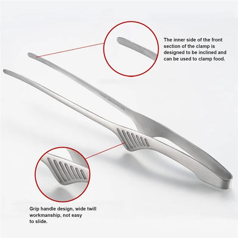Stainless Steel Tongs - Long Handle BBQ Food Tongs | Non Slip Kitchen Cooking Tools - ZOOMNSTORE