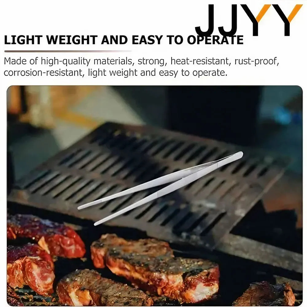 Stainless Steel Tongs - Long Handle BBQ Food Tongs | Non Slip Kitchen Cooking Tools - ZOOMNSTORE