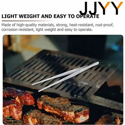 Stainless Steel Tongs - Long Handle BBQ Food Tongs | Non Slip Kitchen Cooking Tools - ZOOMNSTORE