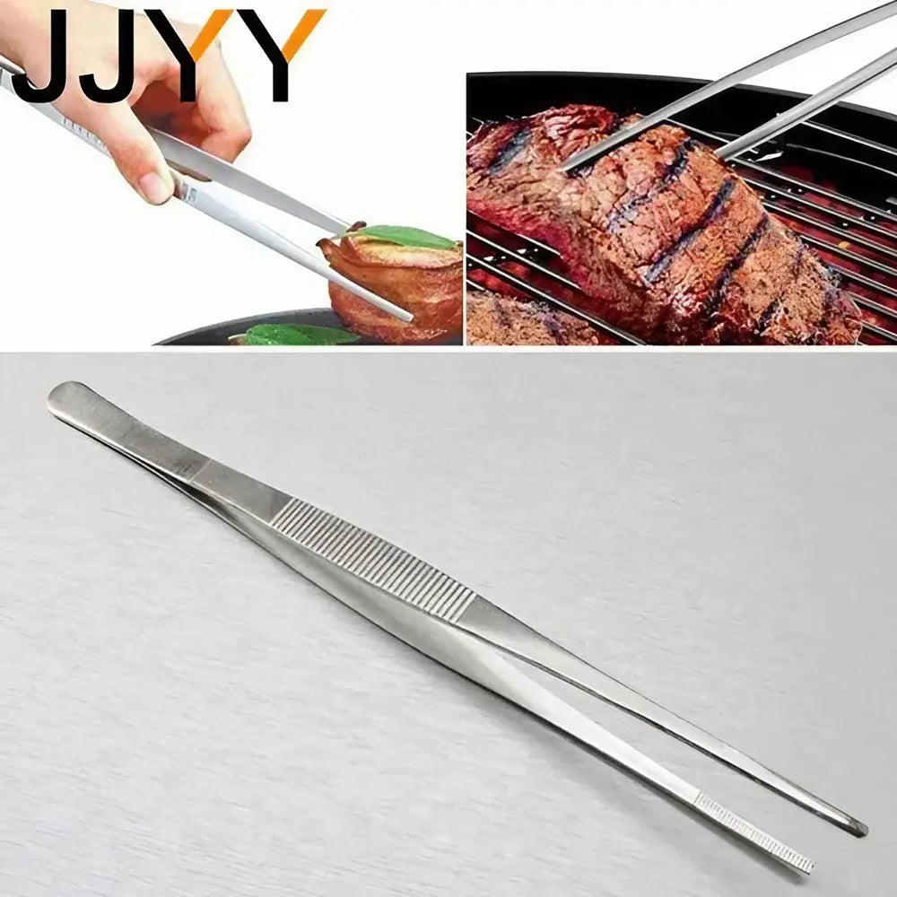 Stainless Steel Tongs - Long Handle BBQ Food Tongs | Non Slip Kitchen Cooking Tools - ZOOMNSTORE