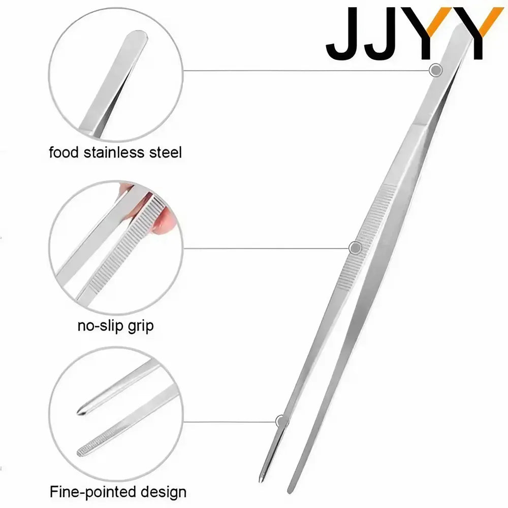 Stainless Steel Tongs - Long Handle BBQ Food Tongs | Non Slip Kitchen Cooking Tools - ZOOMNSTORE