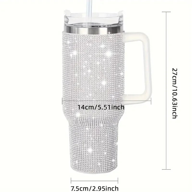 Stainless Steel Tumbler - 40oz Insulated Water Bottle With Lid & Handle, Portable - ZOOMNSTORE