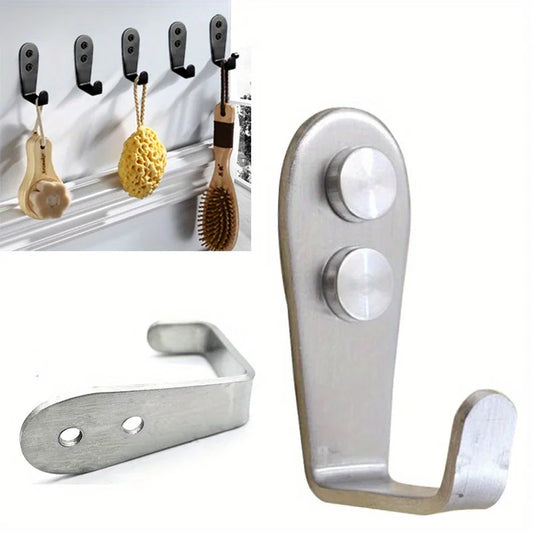 Heavy Duty Stainless Steel Wall Hooks - Waterproof Double Hole Sticky Hooks for Bathroom Towel Key Coat Bag - ZOOMNSTORE