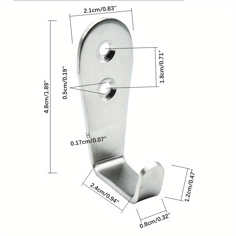 Heavy Duty Stainless Steel Wall Hooks - Waterproof Double Hole Sticky Hooks for Bathroom Towel Key Coat Bag - ZOOMNSTORE