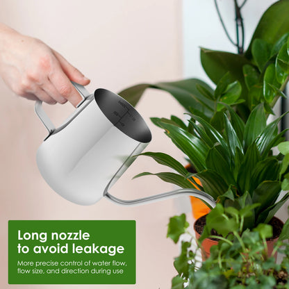 Stainless Steel Watering Can - 350ML Long Spout Garden Pot With Ergonomic Handle - ZOOMNSTORE