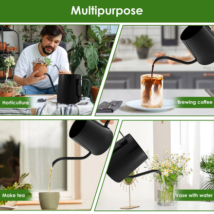 Stainless Steel Watering Can - 350ML Long Spout Garden Pot With Ergonomic Handle - ZOOMNSTORE