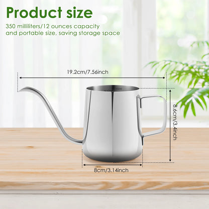 Stainless Steel Watering Can - 350ML Long Spout Garden Pot With Ergonomic Handle - ZOOMNSTORE