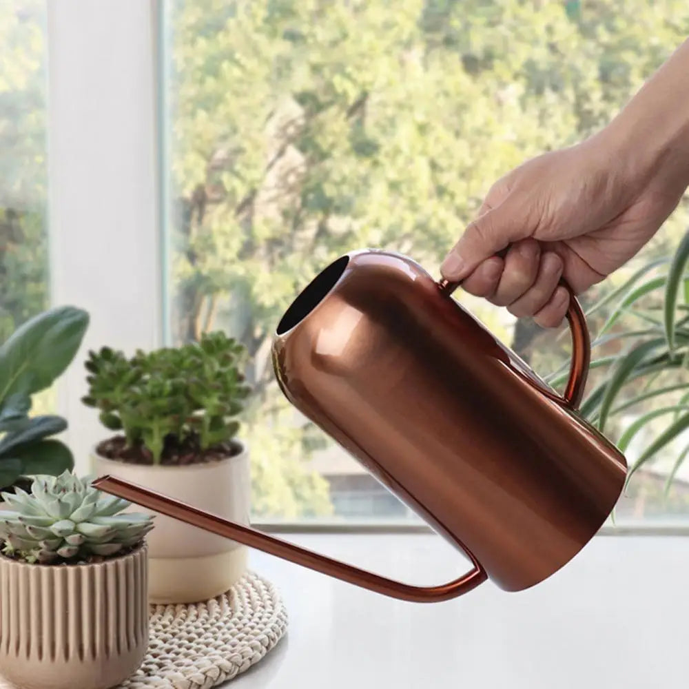 Stainless Steel Watering Can - 1500ml Long Spout Durable Garden Water Can - ZOOMNSTORE