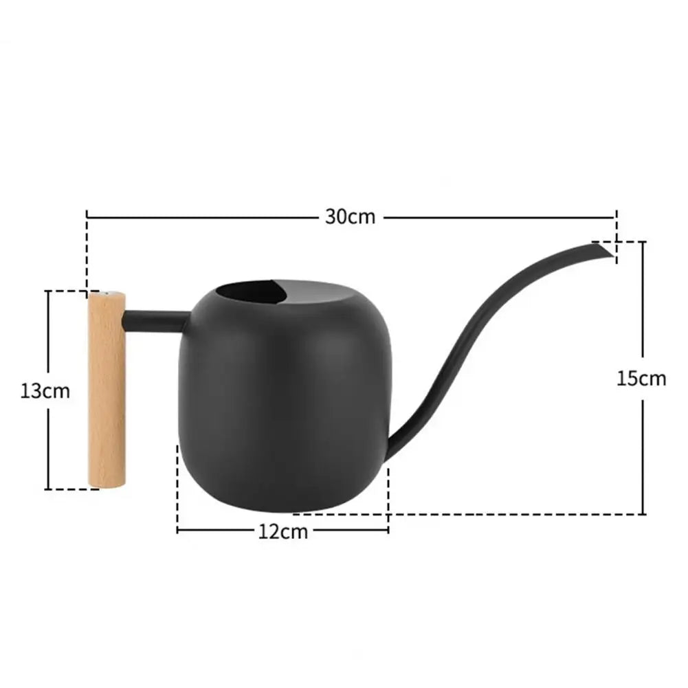 Stainless Steel Watering Can - Large Capacity Long Spout Wooden Handle Pot - ZOOMNSTORE