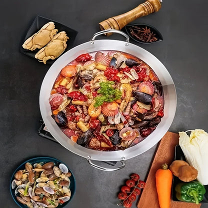 Large Stainless Steel Wok - Durable Chefs Pan with Dual Handles Easy to Clean - ZOOMNSTORE