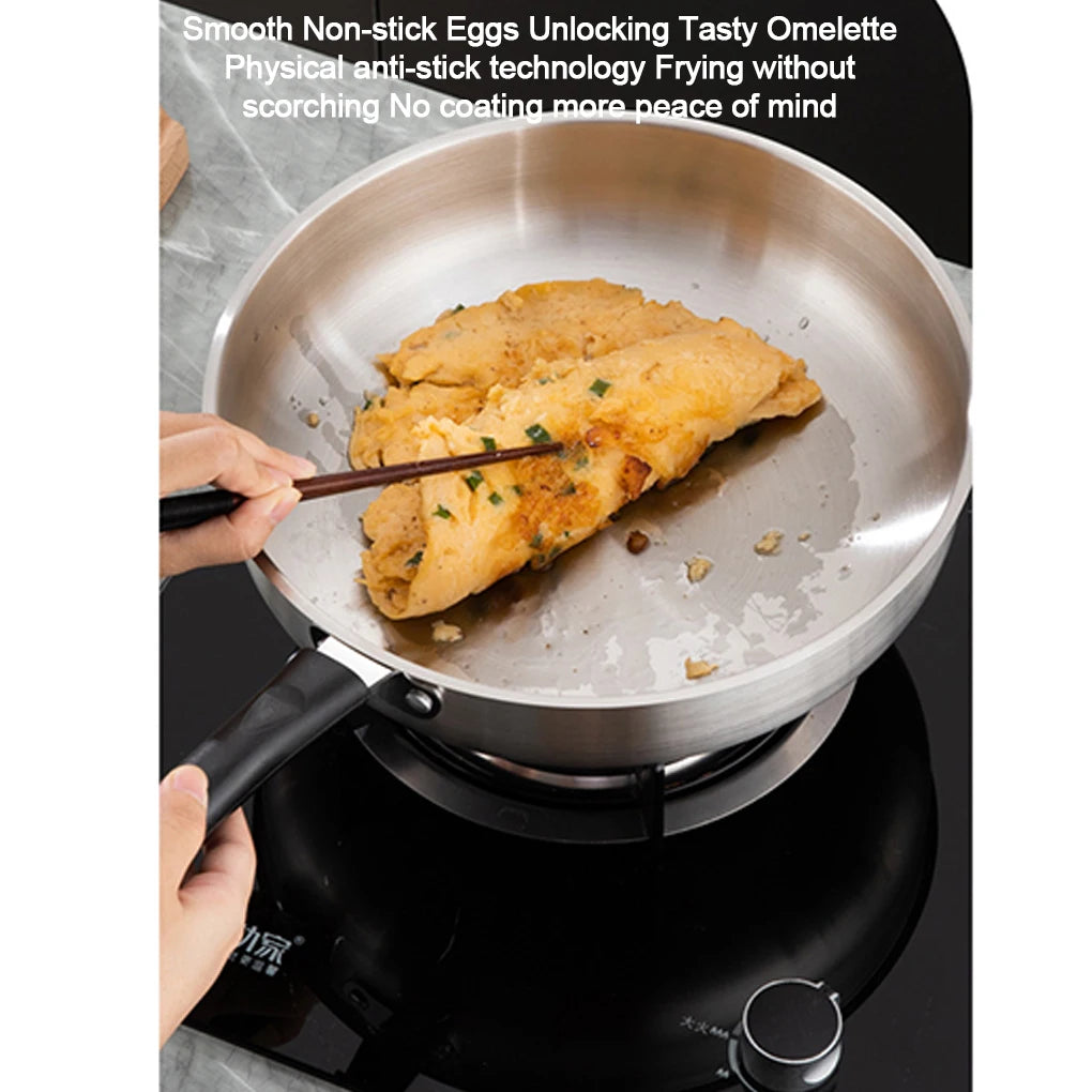 Stainless Steel Wok - Thickened Non Stick Pan With Extended Handle For Gas Stove - ZOOMNSTORE