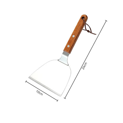 Stainless Steel Wooden Handle Spatula - Cooking BBQ Teppanyaki Tool - ZOOMNSTORE