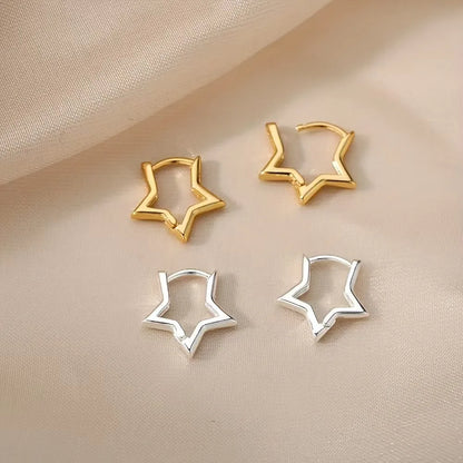 Star Hoop Earrings - Gold Star Earrings Hypoallergenic Geometric Hoops for Women - ZOOMNSTORE