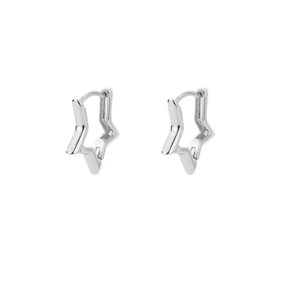Star Hoop Earrings - Gold Star Earrings Hypoallergenic Geometric Hoops for Women - ZOOMNSTORE