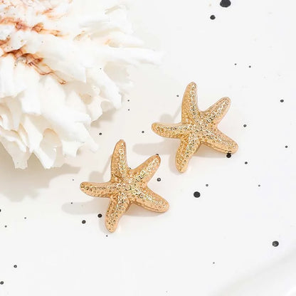 Starfish Stud Earrings Punk Gold Star Geometric Summer Jewelry Gift for Women - ZOOMNSTORE