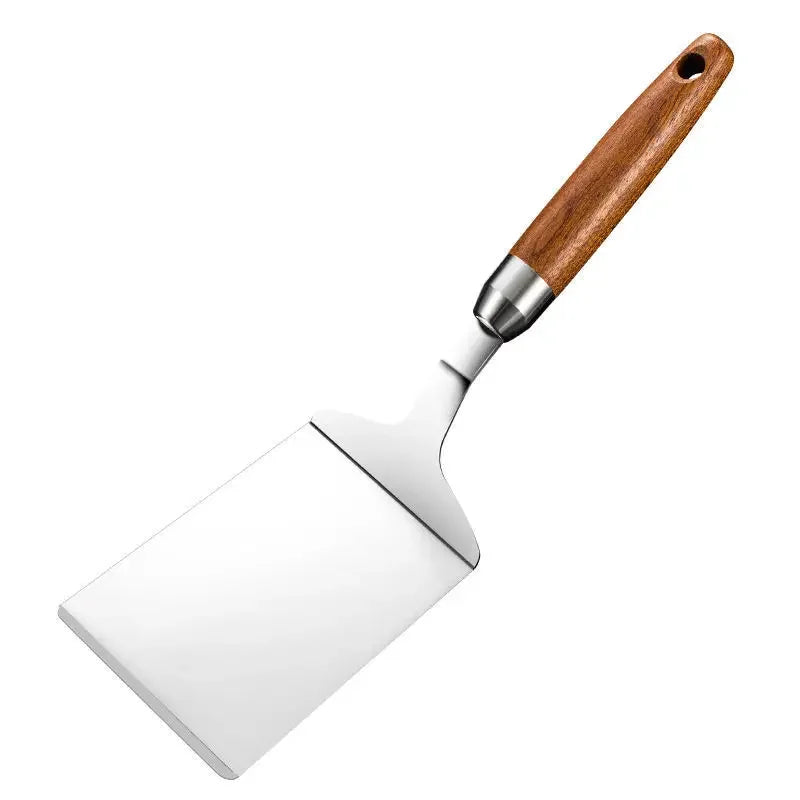 Stainless Steel BBQ Turner - Square Head Spatula with Wood Handle for Cooking - ZOOMNSTORE