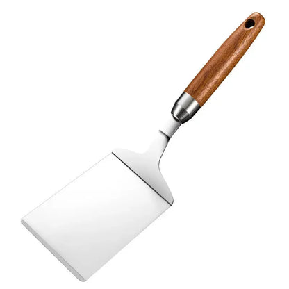 Stainless Steel BBQ Turner - Square Head Spatula with Wood Handle for Cooking - ZOOMNSTORE