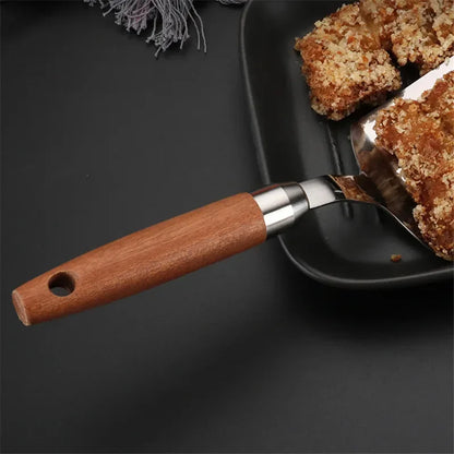 Stainless Steel BBQ Turner - Square Head Spatula with Wood Handle for Cooking - ZOOMNSTORE