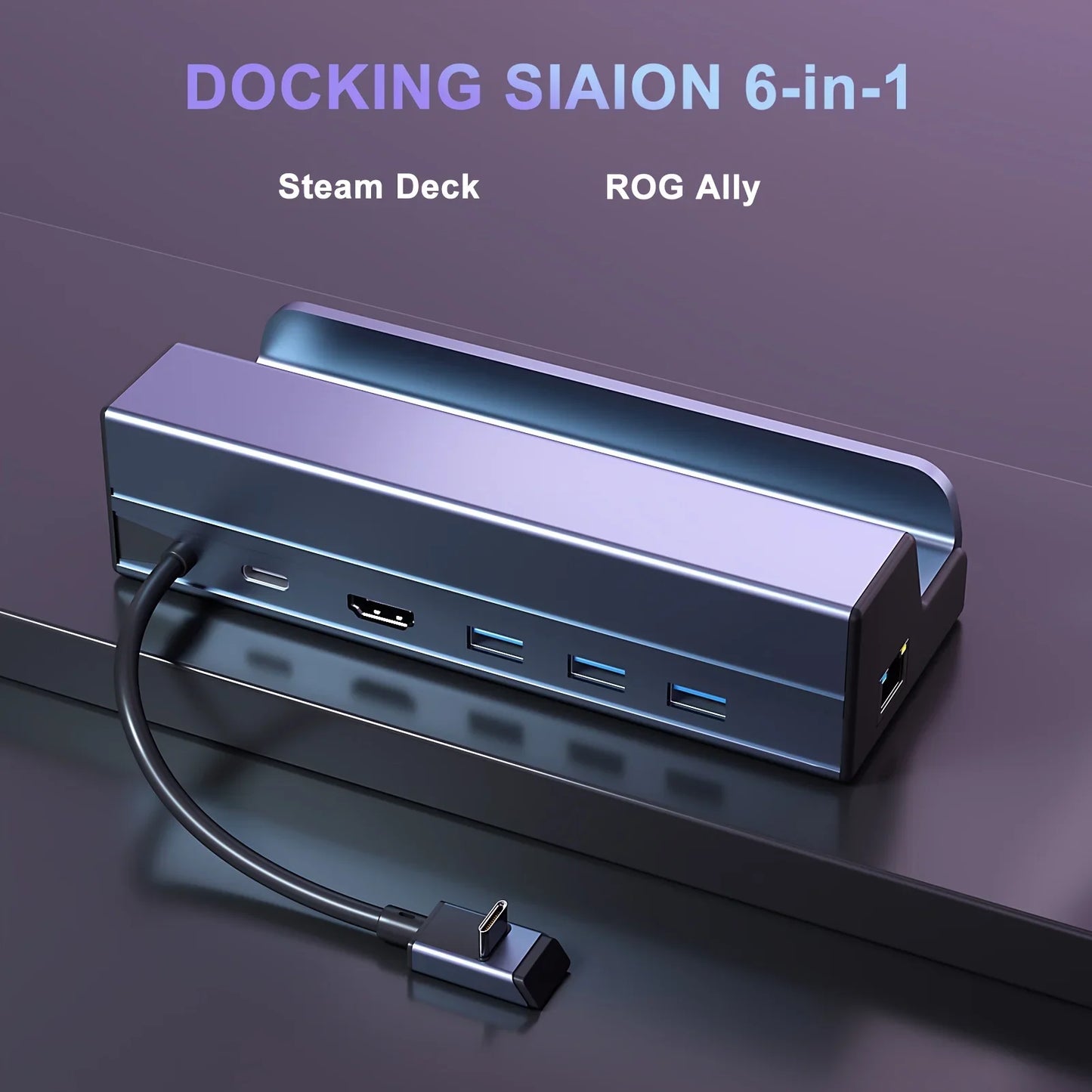 Steam Deck Dock 6-in-1 Docking Station | USB 3.0 Hub, 4K HDMI Output & Gigabit Ethernet - ZOOMNSTORE