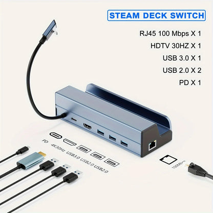 Steam Deck Dock 6-in-1 Docking Station | USB 3.0 Hub, 4K HDMI Output & Gigabit Ethernet - ZOOMNSTORE