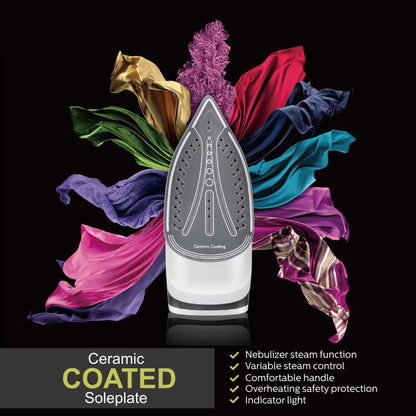 Steam Iron Electric Steamer SF-9080 | Ceramic Soleplate & Burst Steam Function - ZOOMNSTORE