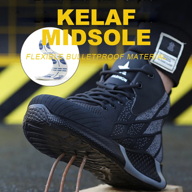Steel Toe Safety Boots - Lightweight Work Shoes With Kevlar Puncture Resistant Sole - ZOOMNSTORE