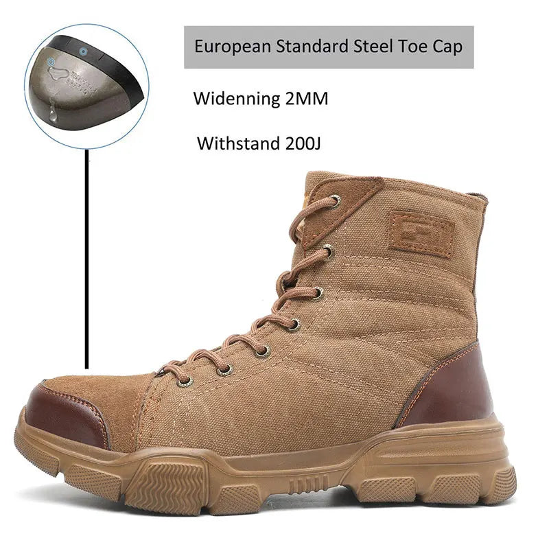 Steel Toe Work Boots - Men's Safety Boots With Kevlar Midsole & Non Slip Sole - ZOOMNSTORE
