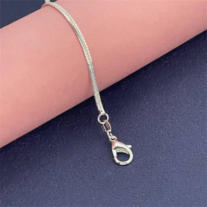 925 Sterling Silver Bracelet 2mm Flat Snake Bone Chain 20CM Women Men Wedding Accessories Jewelry Gifts - ZOOMNSTORE